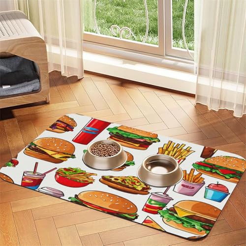 Fast Food Print Pet Feeding Mat Dog Mat for Food and Water Bowl Dogs Water Dispenser Mat Dogs Accessories Fast Food Print Pet Feeding Mat Dog Mat for Food and Water Bowl Dogs Water Dispenser Mat Dogs Accessories von DUWAA