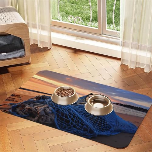 Fishing Netc Print Pet Feeding Mat Dog Mat for Food and Water Bowl Dogs Water Dispenser Mat Dogs Accessories Fishing Netc Print Pet Feeding Mat Dog Mat for Food and Water Bowl Dogs Water Dispenser Mat Dogs Accessories von DUWAA