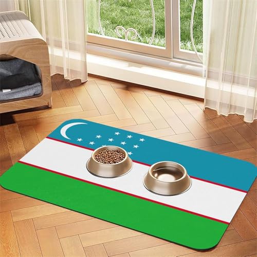 Flagge der Republik Usbekistan Druck Haustier Futtermatte Hundematte für Futter und Wassernapf Hunde Wasserspender Matte Hunde Zubehör Flagge der Republik Usbekistan Druck Haustier Futtermatte Hundematte für Futter und Wassernapf Hunde Wasserspender Matte Hunde Zubehör von DUWAA