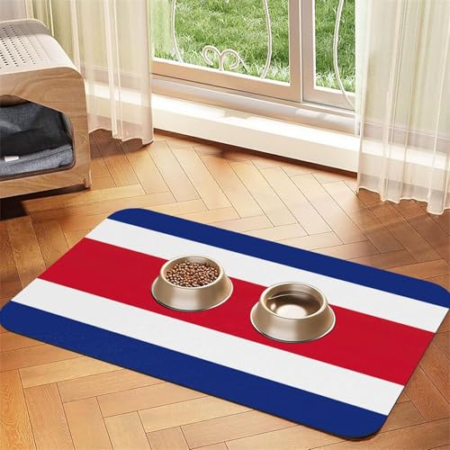 Flagge von Costa Rica Druck Haustier Futtermatte Hundematte für Futter und Wassernapf Hunde Wasserspender Matte Hunde Zubehör Flagge von Costa Rica Druck Haustier Futtermatte Hundematte für Futter und Wassernapf Hunde Wasserspender Matte Hunde Zubehör von DUWAA