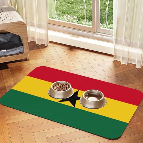 Flagge von Ghana Druck Haustier Futtermatte Hundematte für Futter und Wassernapf Hunde Wasserspender Matte Hunde Zubehör Flagge von Ghana Druck Haustier Futtermatte Hundematte für Futter und Wassernapf Hunde Wasserspender Matte Hunde Zubehör von DUWAA
