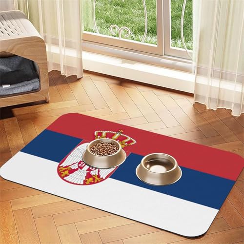 Flagge von Serbien Druck Haustier Futtermatte Hundematte für Futter und Wassernapf Hunde Wasserspender Matte Hunde Zubehör Flagge von Serbien Druck Haustier Futtermatte Hundematte für Futter und Wassernapf Hunde Wasserspender Matte Hunde Zubehör von DUWAA