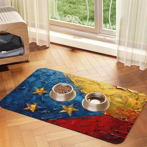 Flagge von Venezuela Druck Haustier Fütterungsmatte Hundematte für Futter und Wassernapf Hunde Wasserspender Matte Hunde Zubehör Flagge von Venezuela Druck Haustier Fütterungsmatte Hundematte für Futter und Wassernapf Hunde Wasserspender Matte Hunde Zubehör von DUWAA