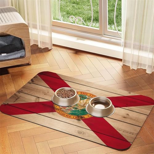 Florida-Flagge, Holzmaserung, Haustier-Futtermatte, Hundematte für Futter und Wassernapf, Hunde, Wasserspendermatte, Hundezubehör Florida-Flagge, Holzmaserung, Haustier-Futtermatte, Hundematte für Futter und Wassernapf, Hunde, Wasserspendermatte, Hundezubehör von DUWAA