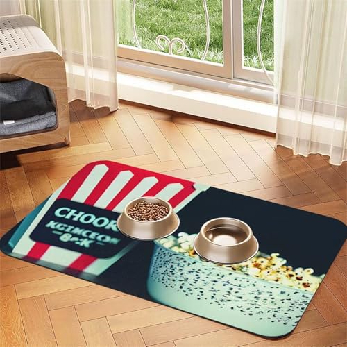 Futternapf-Matte mit Film-Schindel- und Popcorn-Druck, Hundematte für Futter und Wassernapf, Wasserspendermatte, Hundezubehör Futternapf-Matte mit Film-Schindel- und Popcorn-Druck, Hundematte für Futter und Wassernapf, Wasserspendermatte, Hundezubehör von DUWAA