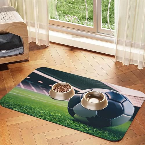 Futternapfmatte mit Fußball-Aufdruck, Hundematte für Futter und Wassernapf, Wasserspendermatte, Hundezubehör von DUWAA
