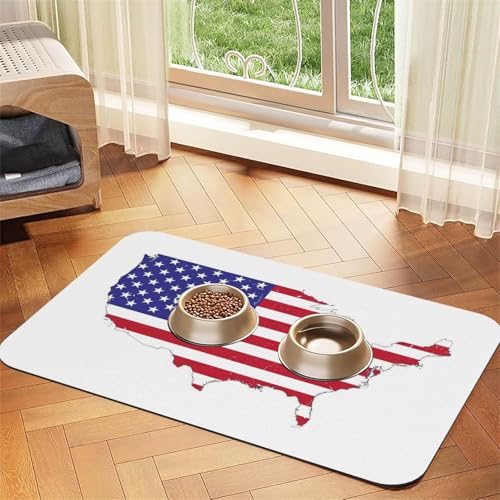 Futternapfmatte mit USA-Flaggen-Druck, Hundematte für Futter und Wassernapf, Wasserspendermatte, Hundezubehör Futternapfmatte mit USA-Flaggen-Druck, Hundematte für Futter und Wassernapf, Wasserspendermatte, Hundezubehör von DUWAA