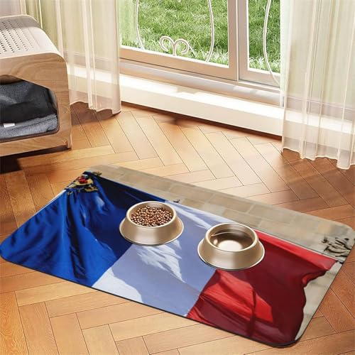Futternapfmatte mit französischer Flagge, Hundematte für Futter und Wassernapf, Wasserspendermatte, Hundezubehör Futternapfmatte mit französischer Flagge, Hundematte für Futter und Wassernapf, Wasserspendermatte, Hundezubehör von DUWAA