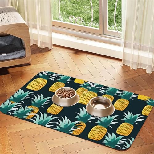 Haustier-Futtermatte mit Ananas-Druck, Hundematte für Futter und Wassernapf, Wasserspendermatte, Hundezubehör Haustier-Futtermatte mit Ananas-Druck, Hundematte für Futter und Wassernapf, Wasserspendermatte, Hundezubehör von DUWAA