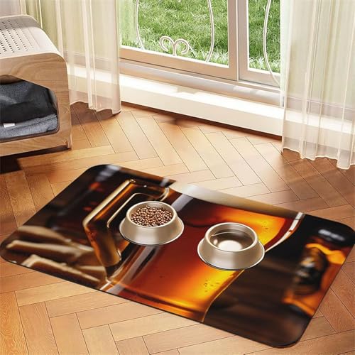 Haustier-Futtermatte mit Bierdruck, Hundematte für Futter und Wassernapf, Wasserspendermatte, Hundezubehör von DUWAA