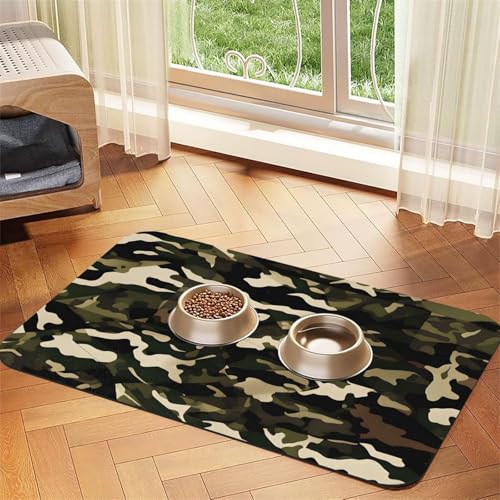 Haustier-Futtermatte mit Camouflage-Muster, Hundematte für Futter und Wassernapf, Wasserspendermatte, Hundezubehör Haustier-Futtermatte mit Camouflage-Muster, Hundematte für Futter und Wassernapf, Wasserspendermatte, Hundezubehör von DUWAA