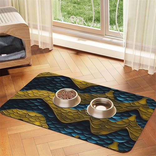 Haustier-Futtermatte mit Drachen-Schuppen-Druck, Hundematte für Futter und Wassernapf, Wasserspender-Matte, Hundezubehör Haustier-Futtermatte mit Drachen-Schuppen-Druck, Hundematte für Futter und Wassernapf, Wasserspender-Matte, Hundezubehör von DUWAA