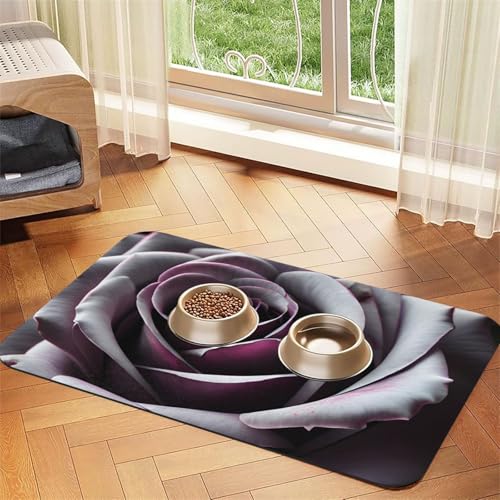 Haustier-Futtermatte mit Gothic-Rosen-Motiv, Hundematte für Futter und Wassernapf, Wasserspender-Matte, Hundezubehör Haustier-Futtermatte mit Gothic-Rosen-Motiv, Hundematte für Futter und Wassernapf, Wasserspender-Matte, Hundezubehör von DUWAA