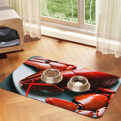 Haustier-Futtermatte mit Hummer-Druck, Hundematte für Futter und Wassernapf, Wasserspendermatte, Hundezubehör von DUWAA