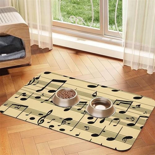 Haustier-Futtermatte mit Musiknoten-Druck, Hundematte für Futter und Wassernapf, Wasserspendermatte, Hundezubehör Haustier-Futtermatte mit Musiknoten-Druck, Hundematte für Futter und Wassernapf, Wasserspendermatte, Hundezubehör von DUWAA