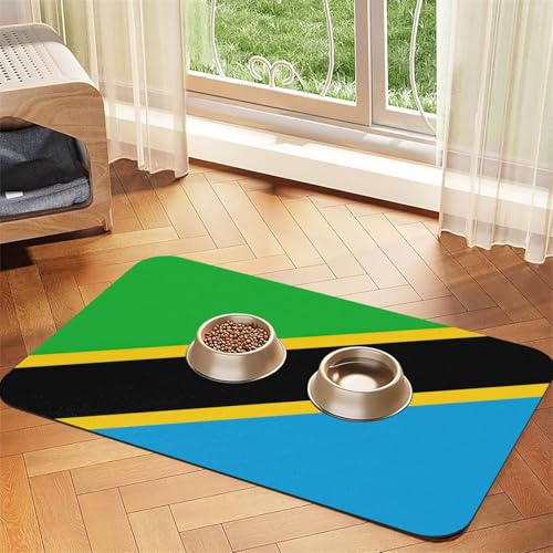 Haustier-Futtermatte mit Tansania-Flagge, Hundematte für Futter und Wassernapf, Wasserspendermatte, Hundezubehör von DUWAA