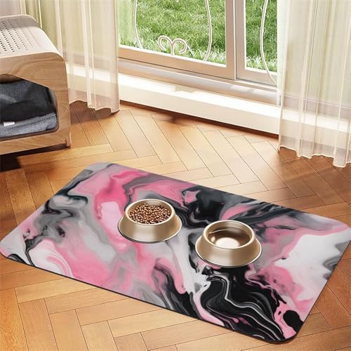 Haustier-Futtermatte mit abstrakter Tinte, Marmor, Grau, künstlerischer Druck, Hundematte für Futter und Wassernapf, Wasserspender, Matte, Hundezubehör von DUWAA