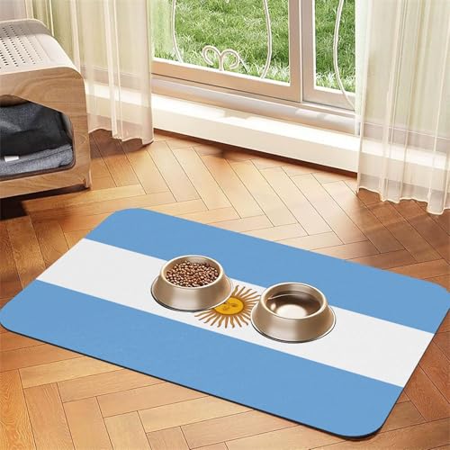 Haustier-Futtermatte mit argentinischer Flagge, Hundematte für Futter und Wassernapf, Wasserspendermatte, Hundezubehör Haustier-Futtermatte mit argentinischer Flagge, Hundematte für Futter und Wassernapf, Wasserspendermatte, Hundezubehör von DUWAA