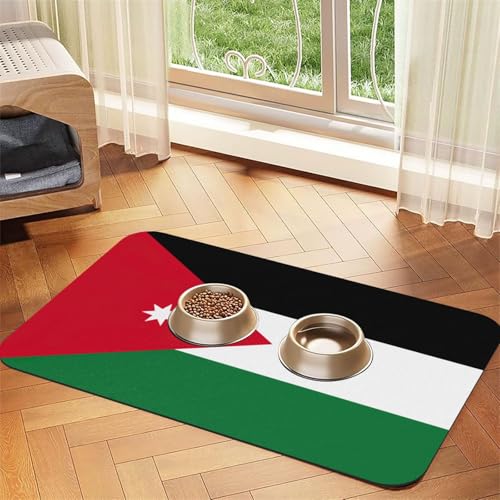 Haustier-Futtermatte mit jordanischer Flagge, Hundematte für Futter und Wassernapf, Wasserspendermatte, Hundezubehör Haustier-Futtermatte mit jordanischer Flagge, Hundematte für Futter und Wassernapf, Wasserspendermatte, Hundezubehör von DUWAA