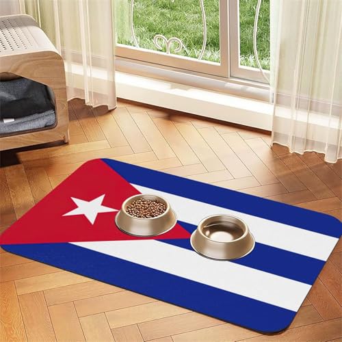 Haustier-Futtermatte mit kubanischer Flagge, Hundematte für Futter und Wassernapf, Wasserspendermatte, Hundezubehör Haustier-Futtermatte mit kubanischer Flagge, Hundematte für Futter und Wassernapf, Wasserspendermatte, Hundezubehör von DUWAA