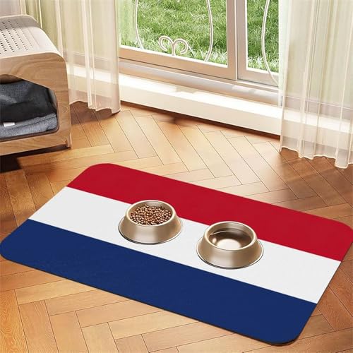 Haustier-Futtermatte mit niederländischer Flagge, Hundematte für Futter und Wassernapf, Wasserspendermatte, Hundezubehör Haustier-Futtermatte mit niederländischer Flagge, Hundematte für Futter und Wassernapf, Wasserspendermatte, Hundezubehör von DUWAA