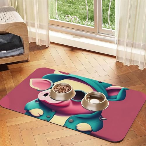 Haustier-Futtermatte mit niedlichem Schweine-Druck, Hundematte für Futter und Wassernapf, Wasserspender-Matte, Hundezubehör Haustier-Futtermatte mit niedlichem Schweine-Druck, Hundematte für Futter und Wassernapf, Wasserspender-Matte, Hundezubehör von DUWAA