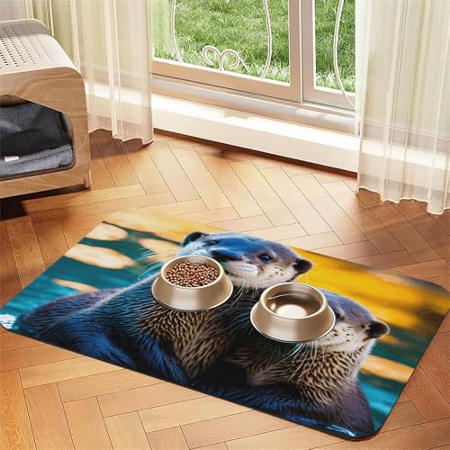 Haustier-Futtermatte mit süßem braunem Otter-Druck, Hundematte für Futter und Wassernapf, Wasserspender-Matte, Hundezubehör Haustier-Futtermatte mit süßem braunem Otter-Druck, Hundematte für Futter und Wassernapf, Wasserspender-Matte, Hundezubehör von DUWAA