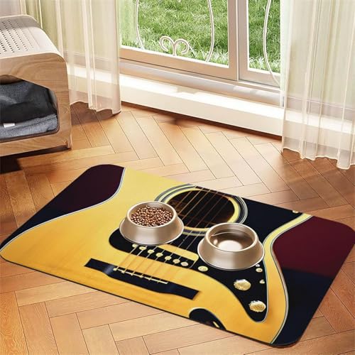 Hinweis Gitarre Druck Haustier Futtermatte Hundematte für Futter und Wassernapf Hunde Wasserspender Matte Hunde Zubehör Hinweis Gitarre Druck Haustier Futtermatte Hundematte für Futter und Wassernapf Hunde Wasserspender Matte Hunde Zubehör von DUWAA