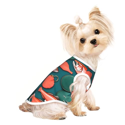 Hunde-Shirt, Lachsmuster, Sommer, leicht, weich, atmungsaktiv, dehnbar, für Katzen und Hunde von DUWAA