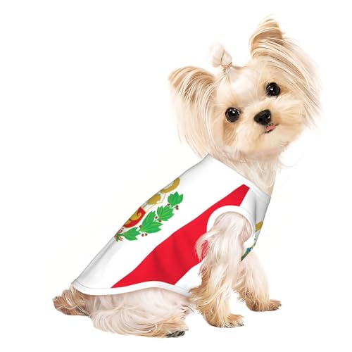 Hunde-Shirt, Motiv: Flagge von Peru, Sommer, leicht, weich, atmungsaktiv, dehnbar, für Katzen und Hunde Hunde-Shirt, Motiv: Flagge von Peru, Sommer, leicht, weich, atmungsaktiv, dehnbar, für Katzen und Hunde von DUWAA