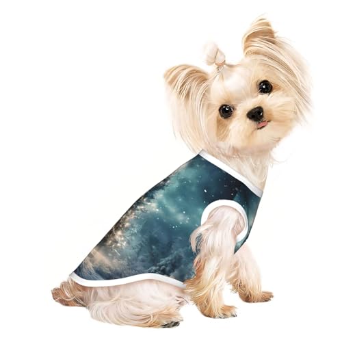 Hunde-Shirt, Motiv: Weihnachtsbaum, Schnee, Sommer, Haustier-T-Shirt, dehnbar, für Katzen, Hunde, ärmellos, Tanktop, Hundeweste von DUWAA