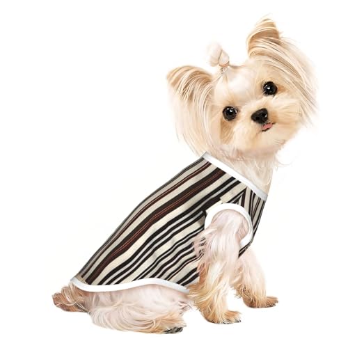 Hunde-Shirt, gestreift, Sommer, leicht, weich, atmungsaktiv, dehnbar, für Katzen und Hunde, Braun Hunde-Shirt, gestreift, Sommer, leicht, weich, atmungsaktiv, dehnbar, für Katzen und Hunde, Braun von DUWAA