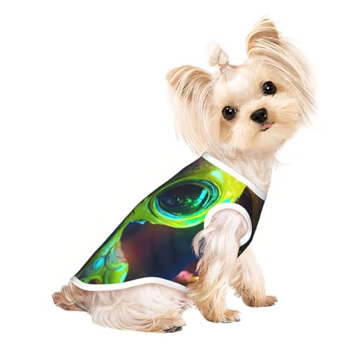 Hunde-Shirt mit Alien-Planeten-Aufdruck, Sommer, dehnbar, für Katzen, Hunde, ärmelloses Tank-Top, Hundeweste von DUWAA