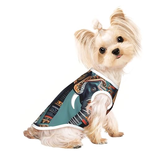 Hunde-Shirt mit Azteken-Elefantenmuster, Sommer, Haustier-T-Shirt, dehnbar, für Katzen, Hunde, ärmelloses Tank-Top, Hundeweste von DUWAA