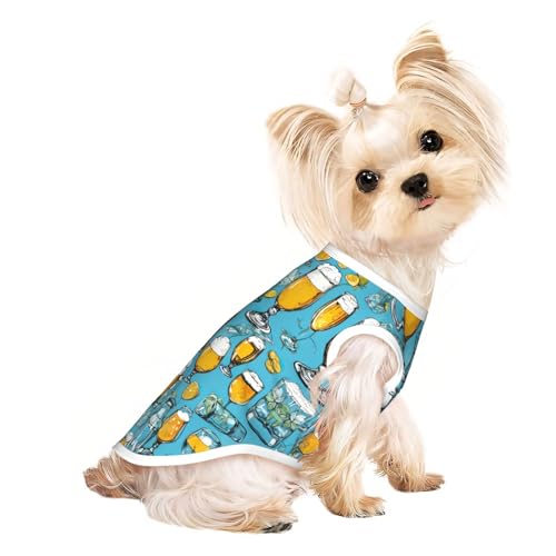 Hunde-Shirt mit Bierblasen-Druck, für den Sommer, leicht, weich, atmungsaktiv, dehnbar, für Katzen und Hunde Hunde-Shirt mit Bierblasen-Druck, für den Sommer, leicht, weich, atmungsaktiv, dehnbar, für Katzen und Hunde von DUWAA