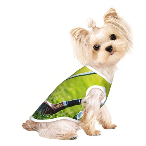 Hunde-Shirt mit Golfplatz-Aufdruck, für den Sommer, dehnbar, für Katzen, Hunde, ärmelloses Tank-Top, Hundeweste von DUWAA