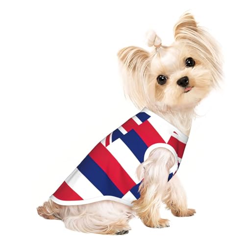 Hunde-Shirt mit Hawaii-Flagge, Sommer, leicht, weich, atmungsaktiv, dehnbar, für Katzen und Hunde Hunde-Shirt mit Hawaii-Flagge, Sommer, leicht, weich, atmungsaktiv, dehnbar, für Katzen und Hunde von DUWAA