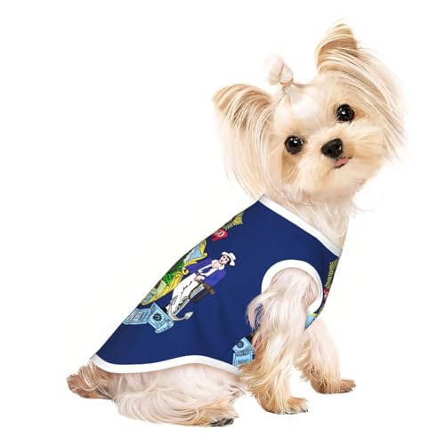 Hunde-Shirt mit Maine State Flagge, Sommer, leicht, weich, atmungsaktiv, dehnbar, für Katzen und Hunde Hunde-Shirt mit Maine State Flagge, Sommer, leicht, weich, atmungsaktiv, dehnbar, für Katzen und Hunde von DUWAA