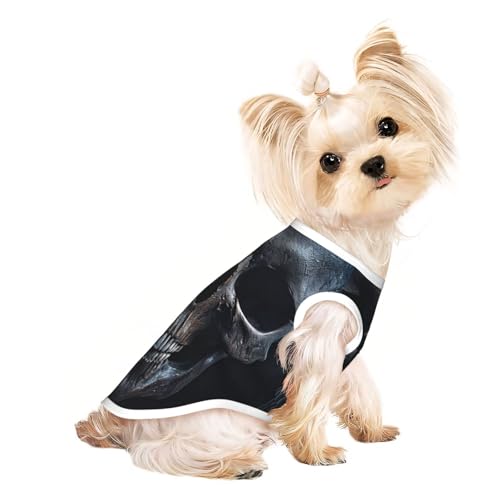 Hunde-Shirt mit Totenkopf-Aufdruck, für den Sommer, dehnbar, für Katzen, Hunde, ärmellos, Tanktop, Hundeweste, Schwarz von DUWAA