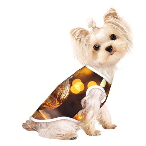 Hunde-Shirt mit Weihnachtsball-Druck, für den Sommer, dehnbar, für Katzen, Hunde, ärmellos, Tanktop, Hundeweste von DUWAA