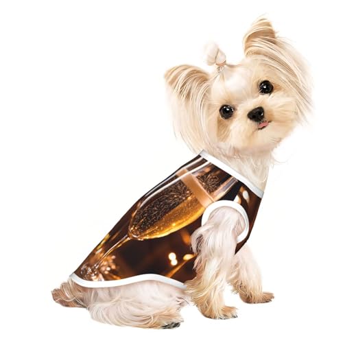 Hunde-Shirt mit Weinbecher-Aufdruck, Sommer, dehnbar, für Katzen, Hunde, ärmellos, Tanktop, Hundeweste von DUWAA