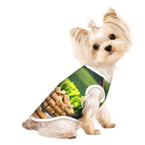 Hunde-Shirt mit Weinflaschenkorken und Traubendruck, Sommer, leicht, weich, atmungsaktiv, dehnbar, für Katzen und Hunde Hunde-Shirt mit Weinflaschenkorken und Traubendruck, Sommer, leicht, weich, atmungsaktiv, dehnbar, für Katzen und Hunde von DUWAA