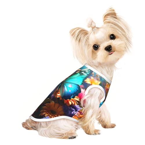 Hunde-Shirt mit farbenfrohem Gartendruck, Sommer, leicht, weich, atmungsaktiv, dehnbar, für Katzen und Hunde Hunde-Shirt mit farbenfrohem Gartendruck, Sommer, leicht, weich, atmungsaktiv, dehnbar, für Katzen und Hunde von DUWAA