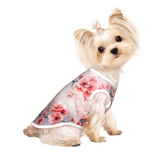 Hunde-Shirt mit japanischem Kirschblumen-Druck, Sommer, leicht, weich, atmungsaktiv, dehnbar, für Katzen und Hunde Hunde-Shirt mit japanischem Kirschblumen-Druck, Sommer, leicht, weich, atmungsaktiv, dehnbar, für Katzen und Hunde von DUWAA