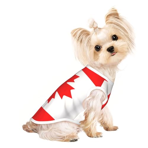 Hunde-Shirt mit kanadischer Flagge, Sommer, leicht, weich, atmungsaktiv, dehnbar, für Katzen und Hunde Hunde-Shirt mit kanadischer Flagge, Sommer, leicht, weich, atmungsaktiv, dehnbar, für Katzen und Hunde von DUWAA