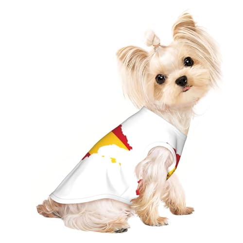 Hunde-Shirt mit spanischer Flagge, Sommer, leicht, weich, atmungsaktiv, dehnbar, für Katzen und Hunde von DUWAA