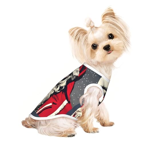 Hunde-Shirt mit süßem Weihnachtsmann-Druck, Sommer, leicht, weich, atmungsaktiv, dehnbar, für Katzen und Hunde Hunde-Shirt mit süßem Weihnachtsmann-Druck, Sommer, leicht, weich, atmungsaktiv, dehnbar, für Katzen und Hunde von DUWAA