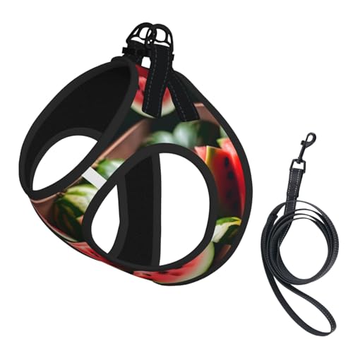 Hundegeschirr für kleine Hunde, mit Leine, Wassermelonen-Motiv, mit frischem Obstdruck, kein Entkommen, leichtes Gehen, Welpengeschirr für Training und Spaziergang Hundegeschirr für kleine Hunde, mit Leine, Wassermelonen-Motiv, mit frischem Obstdruck, kein Entkommen, leichtes Gehen, Welpengeschirr für Training und Spaziergang von DUWAA
