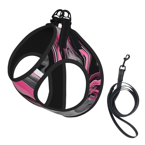 Hundegeschirr für kleine Hunde mit Leine, abstraktes Marmor-Grau, künstlerischer Druck, kein Entkommen, leichtes Gehen, Welpengeschirr für Training und Spaziergänge, Rosa Hundegeschirr für kleine Hunde mit Leine, abstraktes Marmor-Grau, künstlerischer Druck, kein Entkommen, leichtes Gehen, Welpengeschirr für Training und Spaziergänge, Rosa von DUWAA