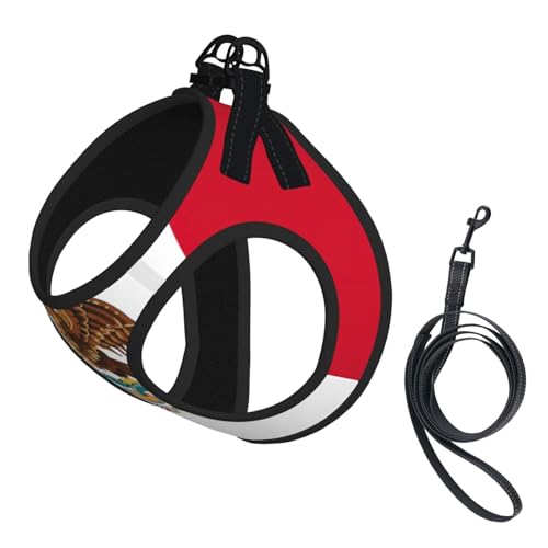 Hundegeschirr mit Leine, Motiv Flagge von Mexiko, kein Entkommen, leichtes Gehen, Welpengeschirr für Training und Spaziergang Hundegeschirr mit Leine, Motiv Flagge von Mexiko, kein Entkommen, leichtes Gehen, Welpengeschirr für Training und Spaziergang von DUWAA